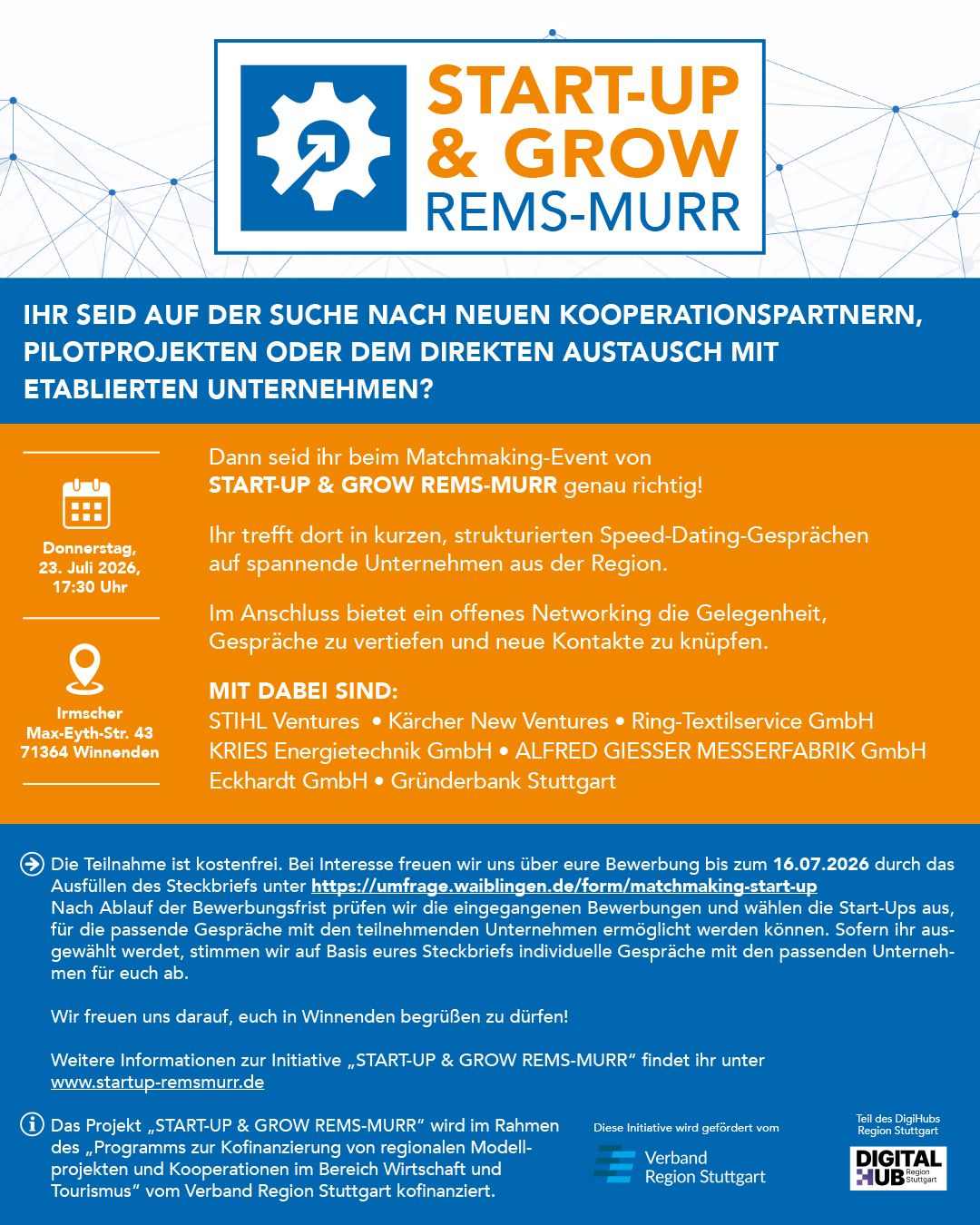 LinkedIn-Foto vom 06.07.2026: 🚀 Start-Ups aufgepasst!

Ihr sucht nach Pilotprojekten, Kooperationspartnern